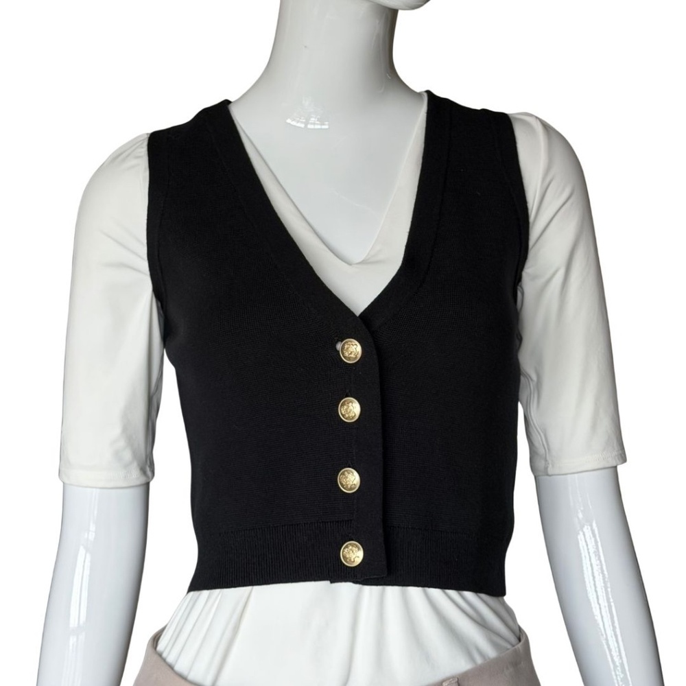 J. Crew Black Button Down Knit Vest Size XXS NWT